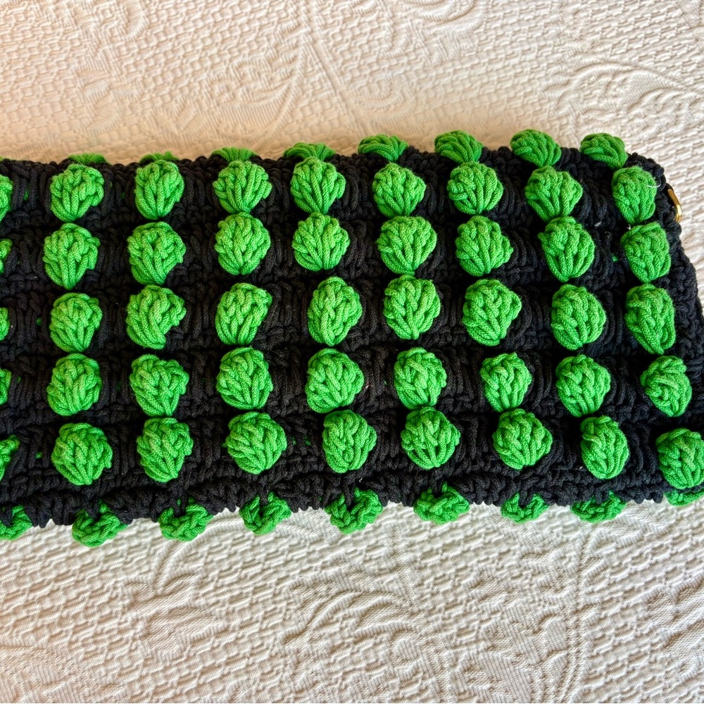Clare V Claudette Black and Green Crochet Clutch - Picture 8 of 9